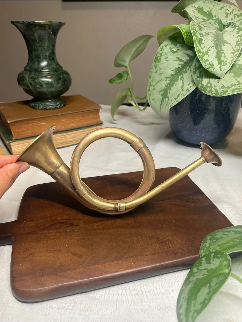 Vintage Brass Decorative Hunting Horn - Warm Gold Tone
